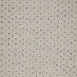 Isabella Fabric Collection - Flower Chain White: soft white with tiny blue flowers and dotted swirls in a delicate repeating pattern PBISAB06413EB