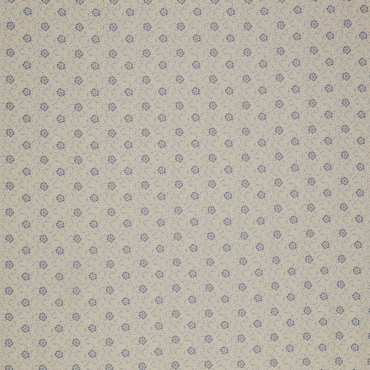 Isabella Fabric Collection - Flower Chain White: soft white with tiny blue flowers and dotted swirls in a delicate repeating pattern PBISAB06413EB