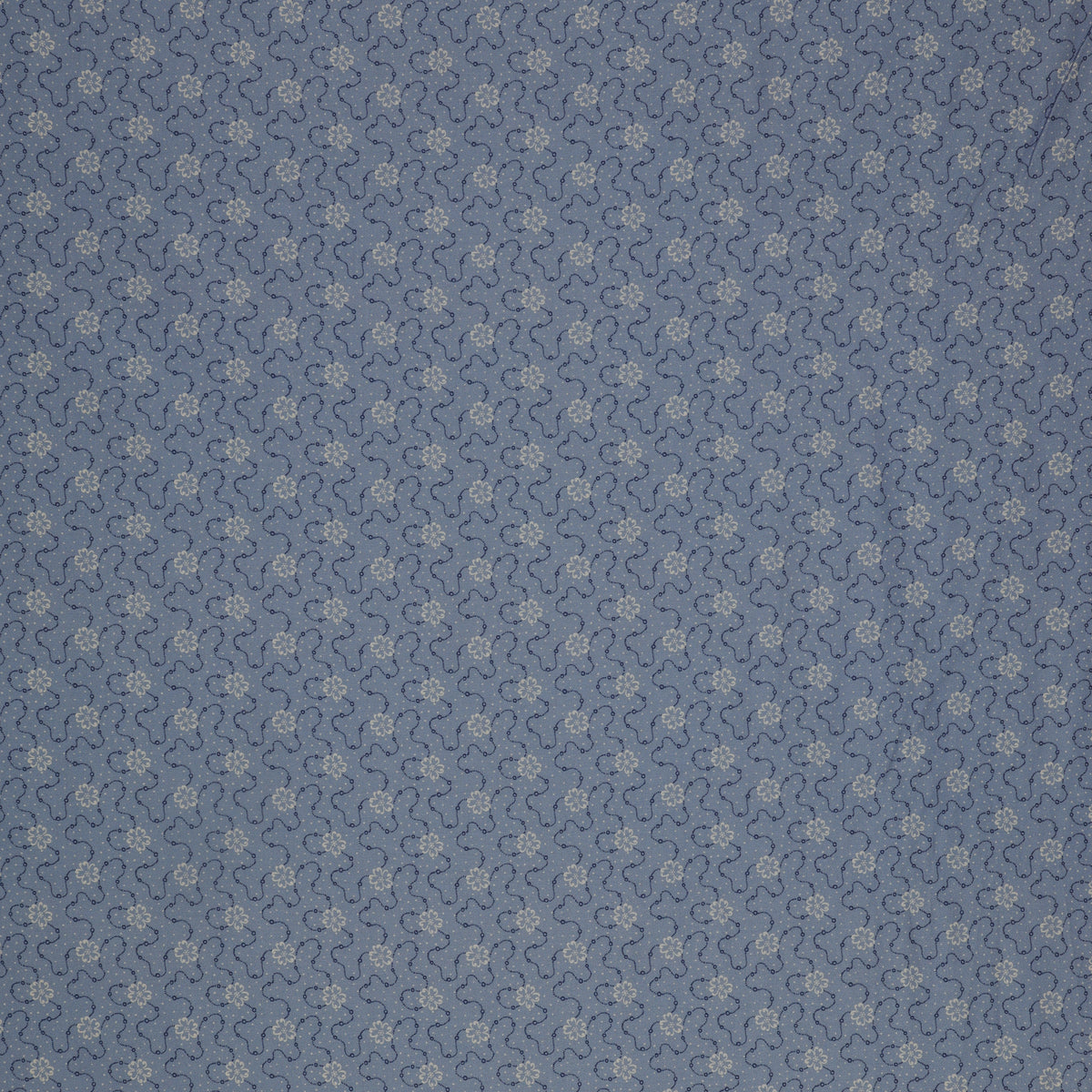 Isabella Fabric Collection - Flower Chain Blue: Blue with tiny white flowers and navy dotted swirls in a delicate repeating pattern PBISAB06413B