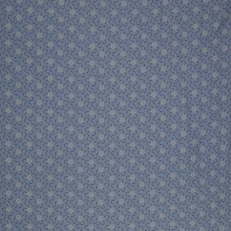 Isabella Fabric Collection - Flower Chain Blue: Blue with tiny white flowers and navy dotted swirls in a delicate repeating pattern PBISAB06413B