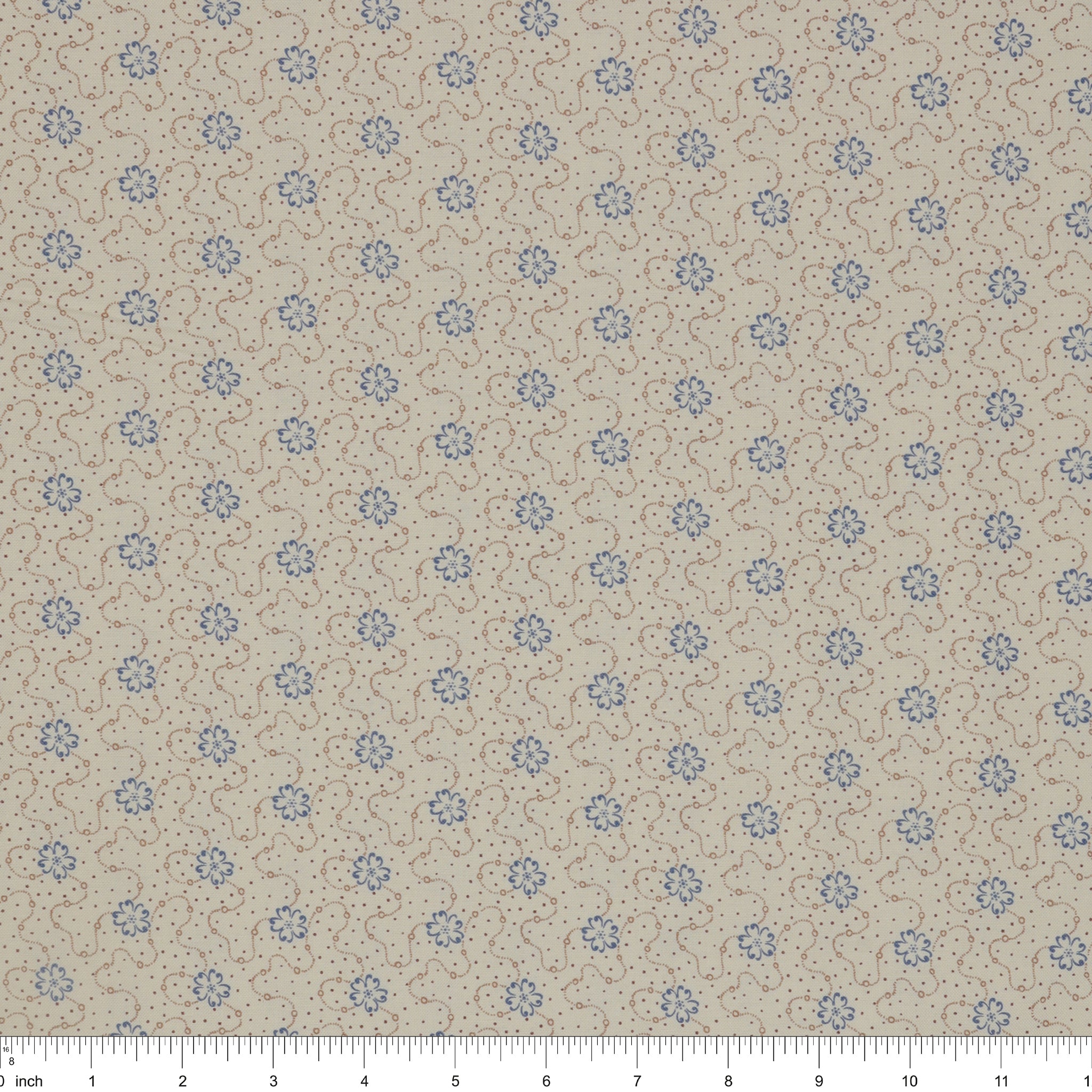 Isabella Fabric Collection - Flower Chain Cream: PBISAB06413E with ruler for size