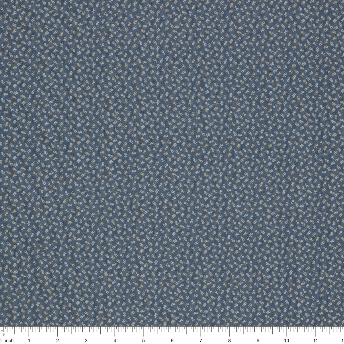 Isabella Fabric Collection - Ditzy Buds Blue: PBISAB06414B with ruler for scale