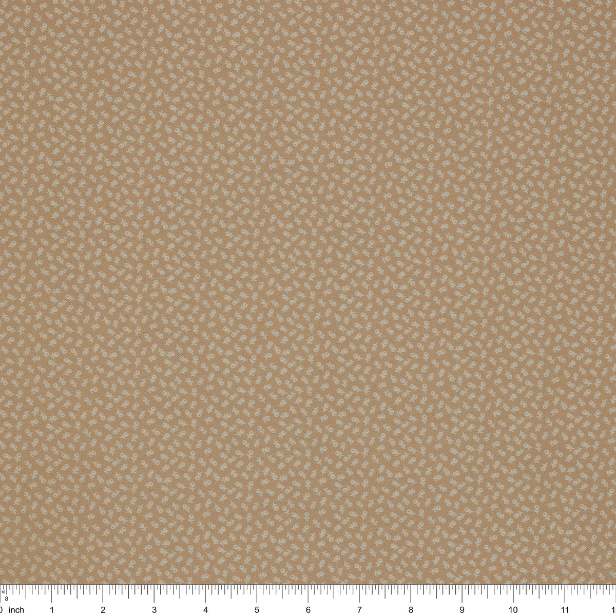 Isabella Fabric Collection - Ditzy Buds Tan: PBISAB06414NE with ruler for scale