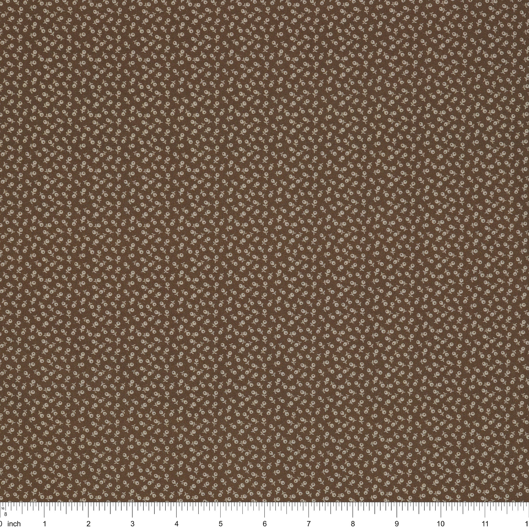 Isabella Fabric Collection - Ditzy Buds Brown: PBISAB06414Z with ruler for scale