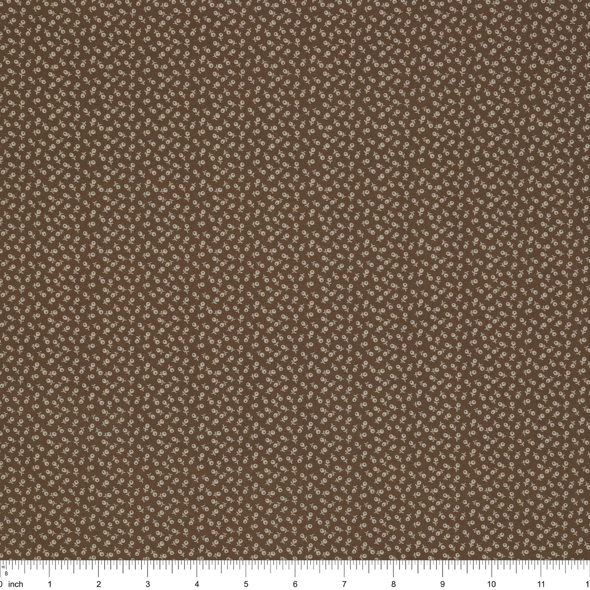 Isabella Fabric Collection - Ditzy Buds Brown: PBISAB06414Z with ruler for scale