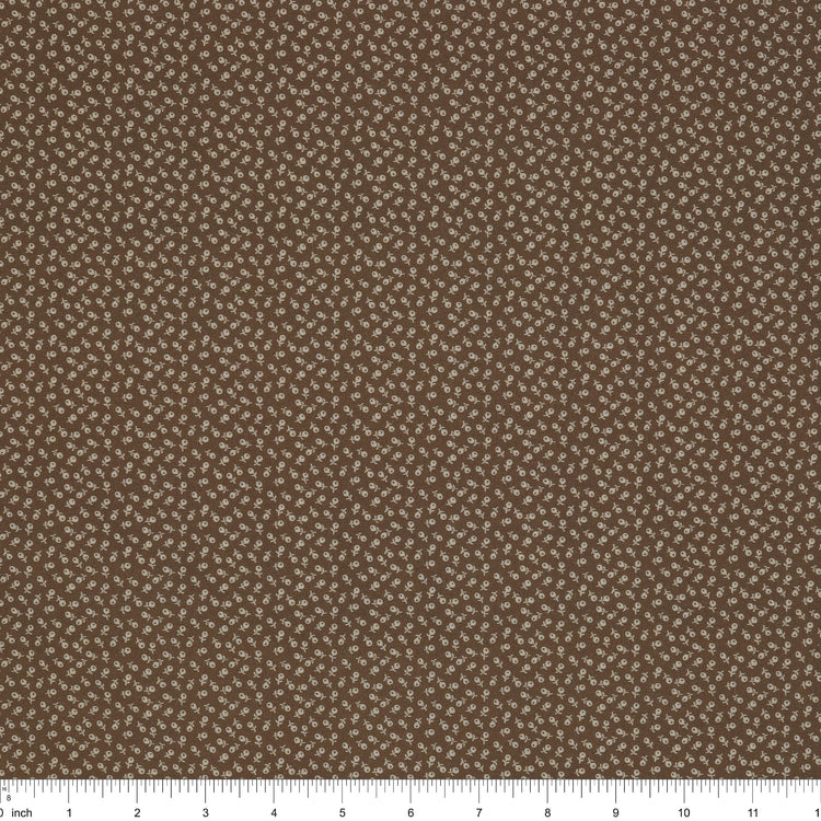 Isabella Fabric Collection - Ditzy Buds Brown: PBISAB06414Z with ruler for scale
