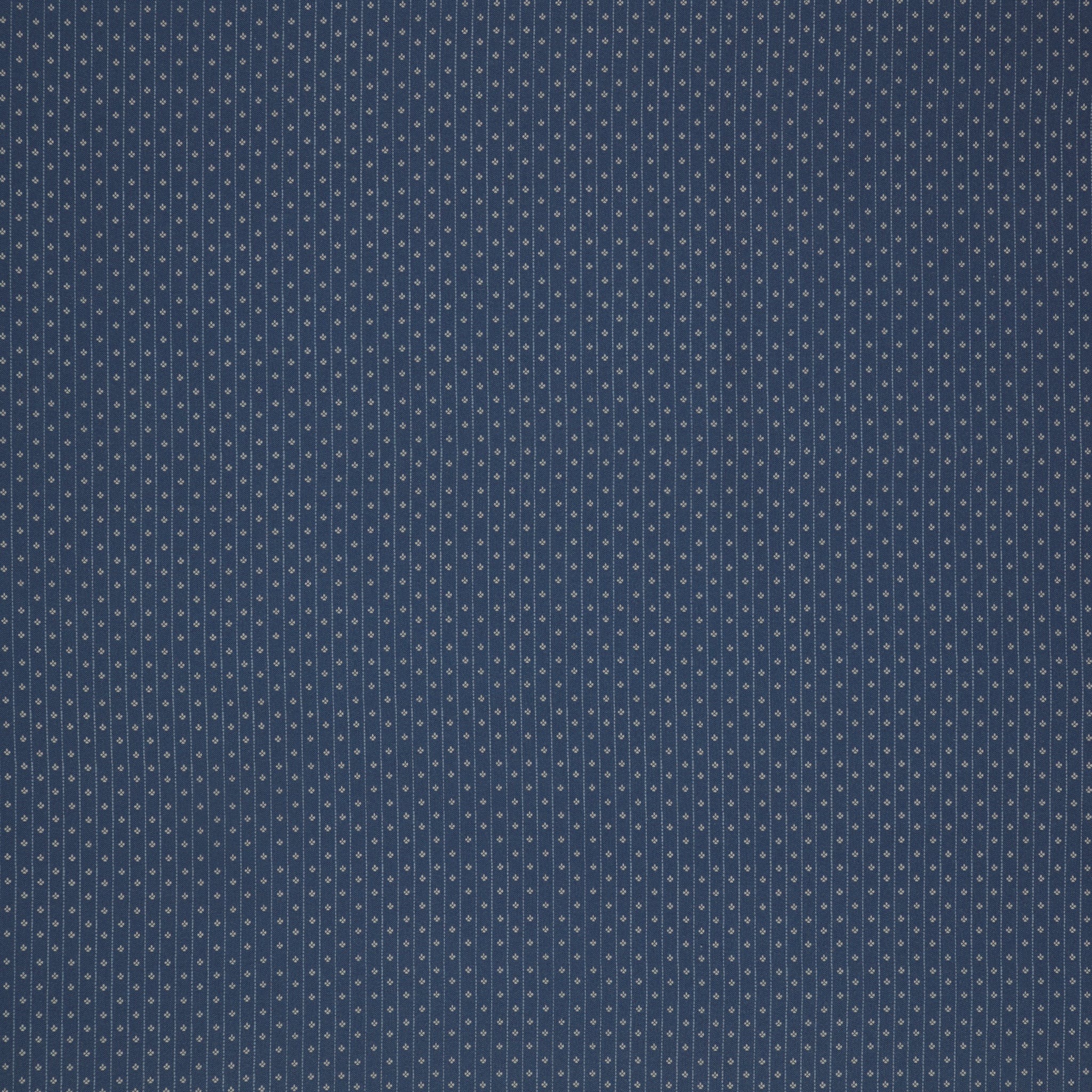 Isabella Fabric Collection - Motif Stripe Blue: Blue with narrow white stripes and tiny white motifs in a repeating pattern PBISAB06415B