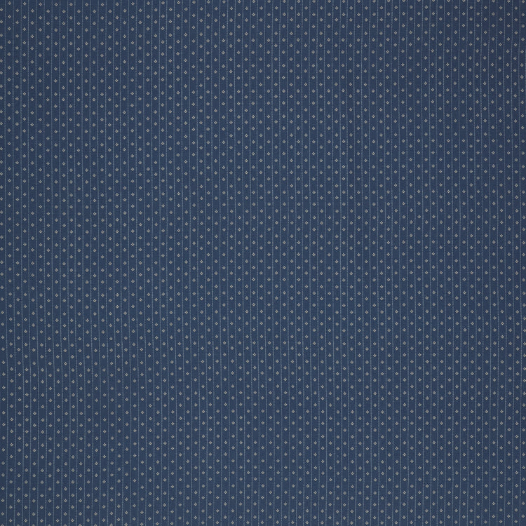 Isabella Fabric Collection - Motif Stripe Blue: Blue with narrow white stripes and tiny white motifs in a repeating pattern PBISAB06415B