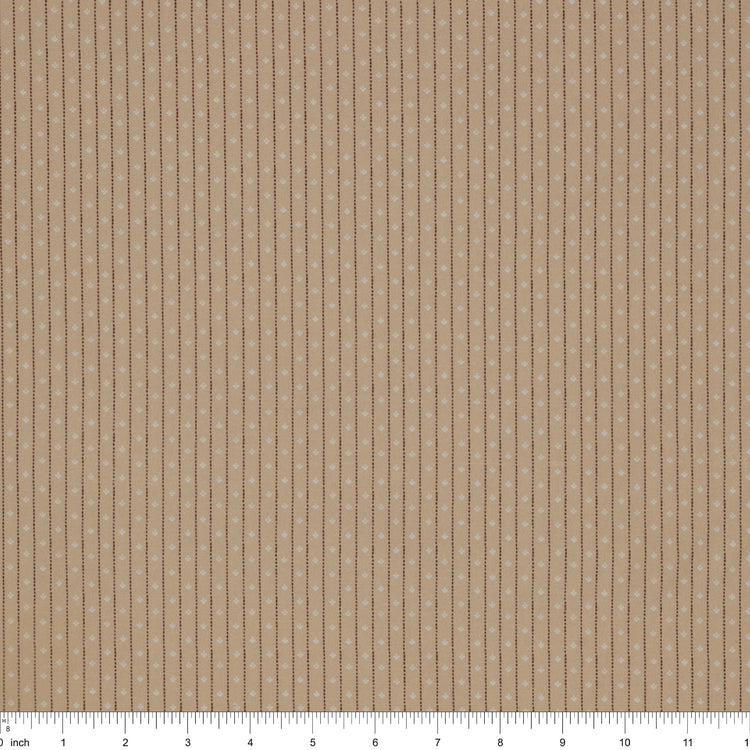 Isabella Fabric Collection - Motif Stripe Tan: PBISAB06415NE with ruler for scale