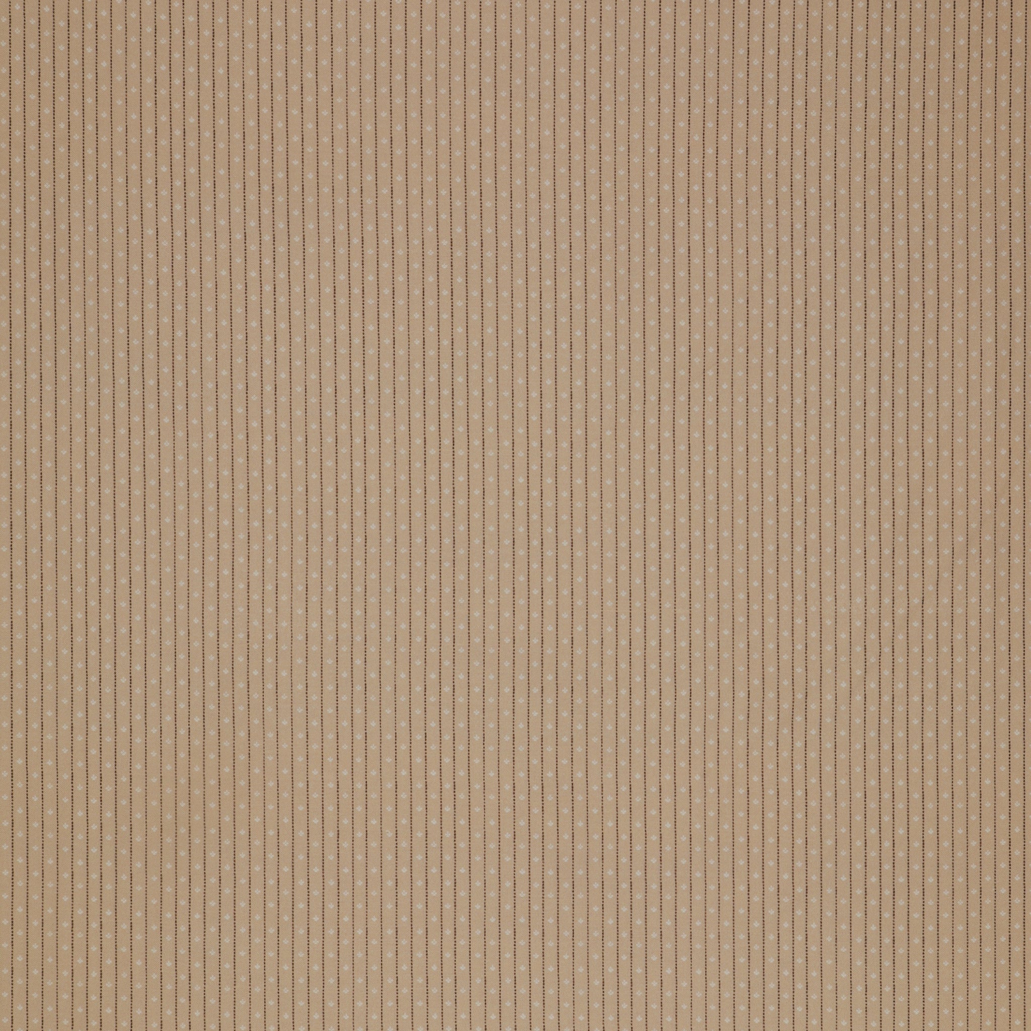 Isabella Fabric Collection - Motif Stripe Tan: Tan with narrow brown stripes and tiny white motifs in a repeating pattern PBISAB06415NE