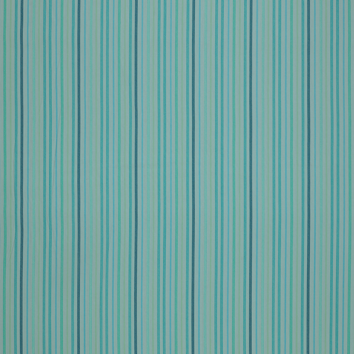 Island Life Ocean Drift fabric with narrow aqua, teal, mint, and blue vertical stripes.