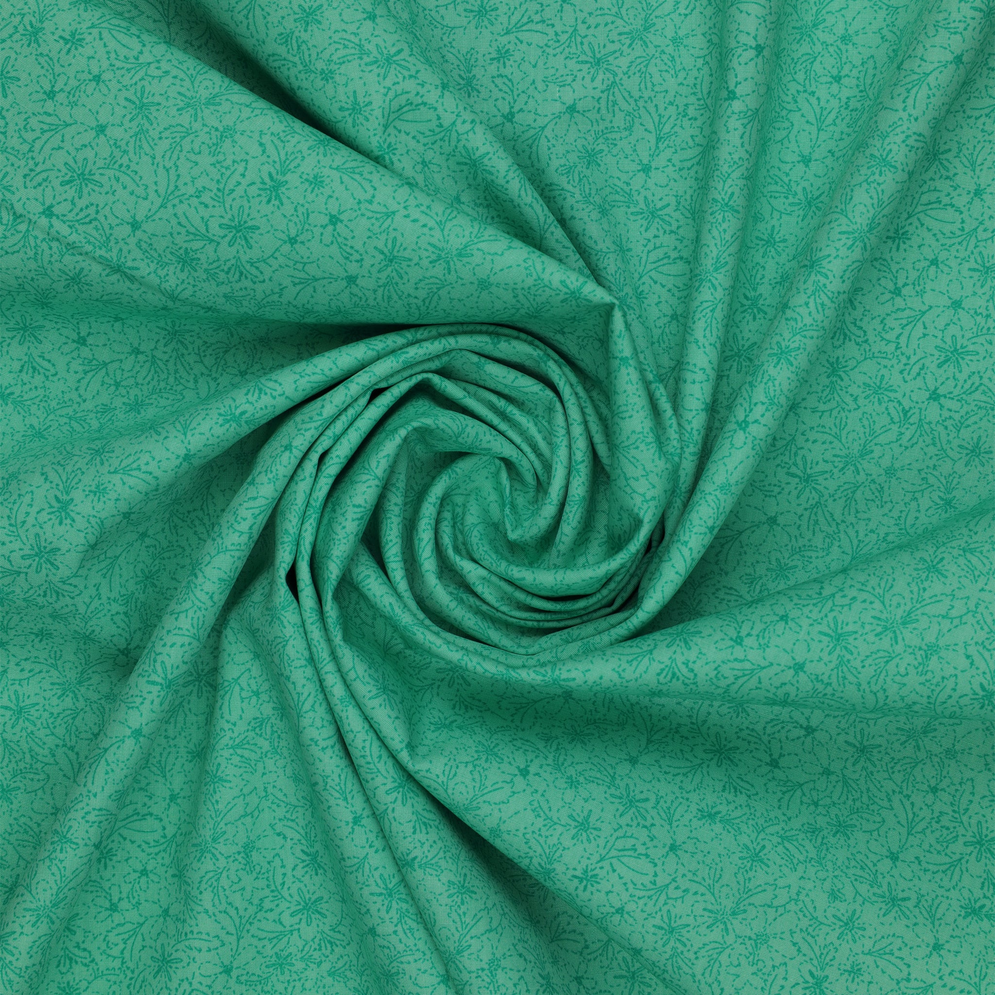 Island Life Tide Petal fabric with a subtle tonal floral pattern in layered turquoise swirled showing texture.