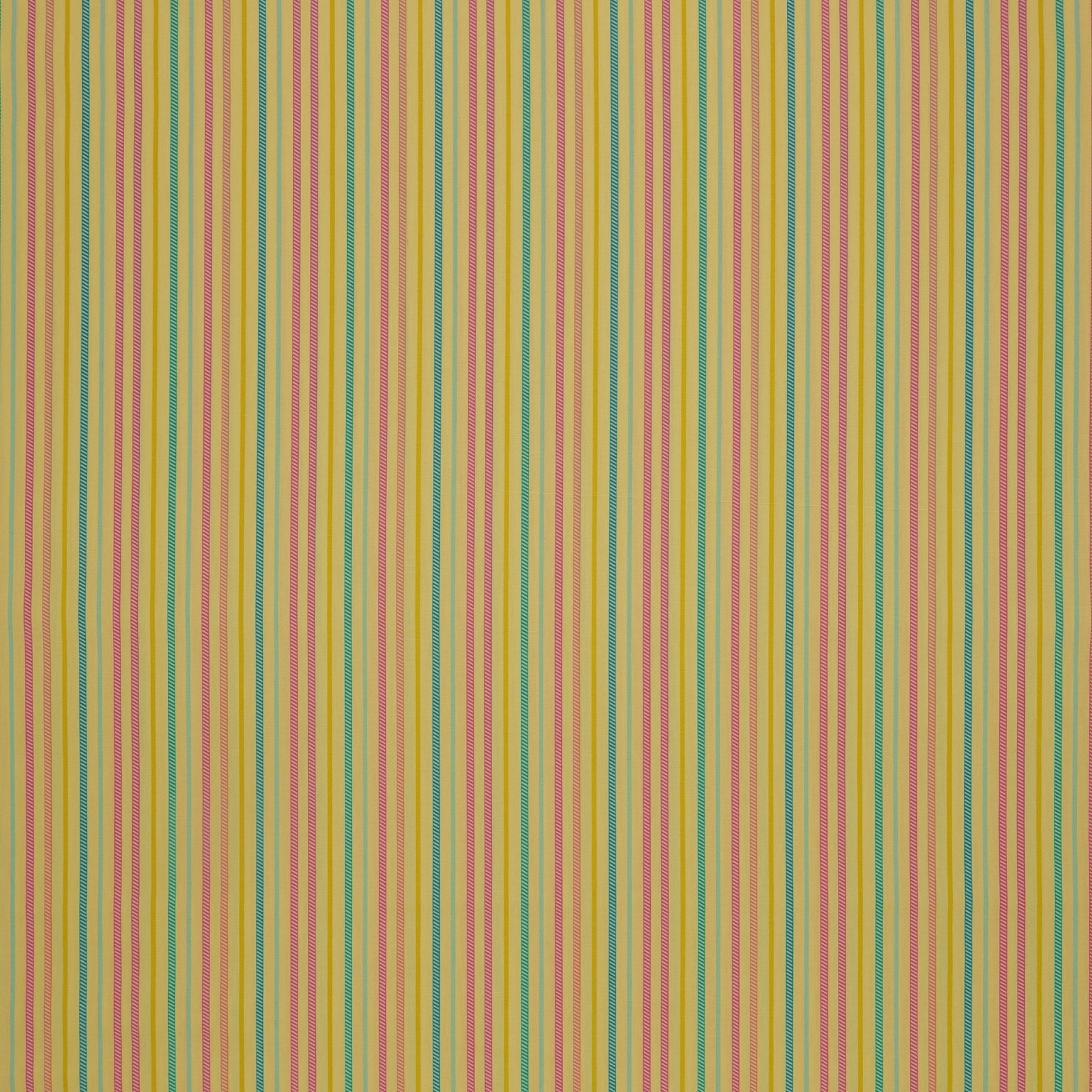 Island Life Sunset Drift fabric with pink, aqua, teal, cream, and golden vertical stripes.