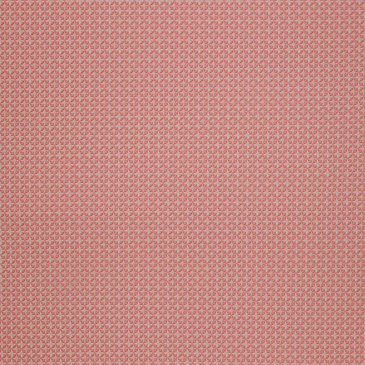 Island Life Summer Rattan fabric with a small woven-inspired geometric pattern in pink and coral.