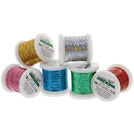 Six spools of Madeira Spectra Jewel metallic holographic thread in gold, silver, pink, blue, green and red