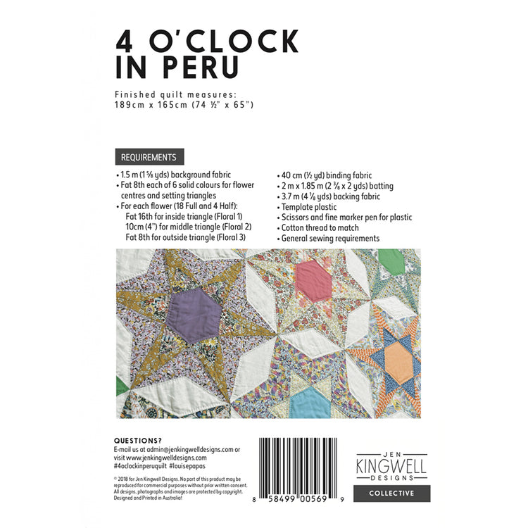 Jen Kingwell, 4 O' Clock in Peru Quilt Pattern image # 62945