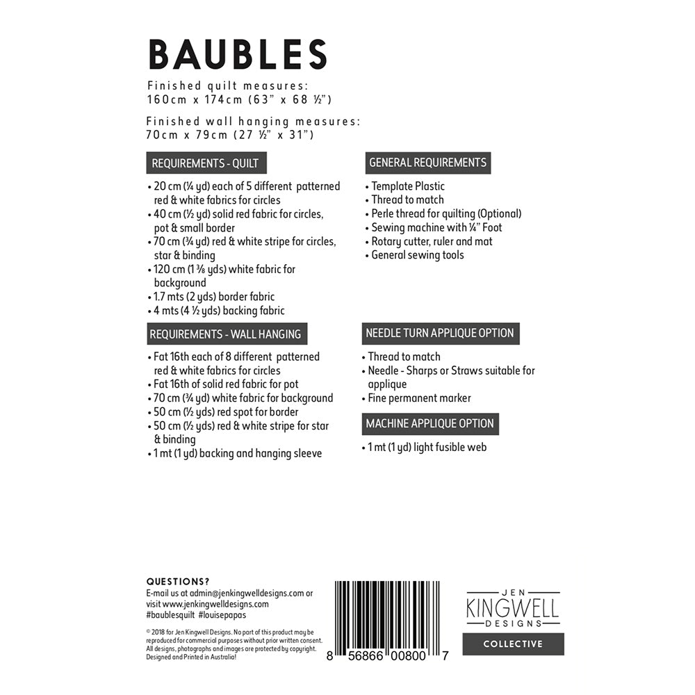 Jen Kingwell, Baubles Quilt Pattern image # 63124