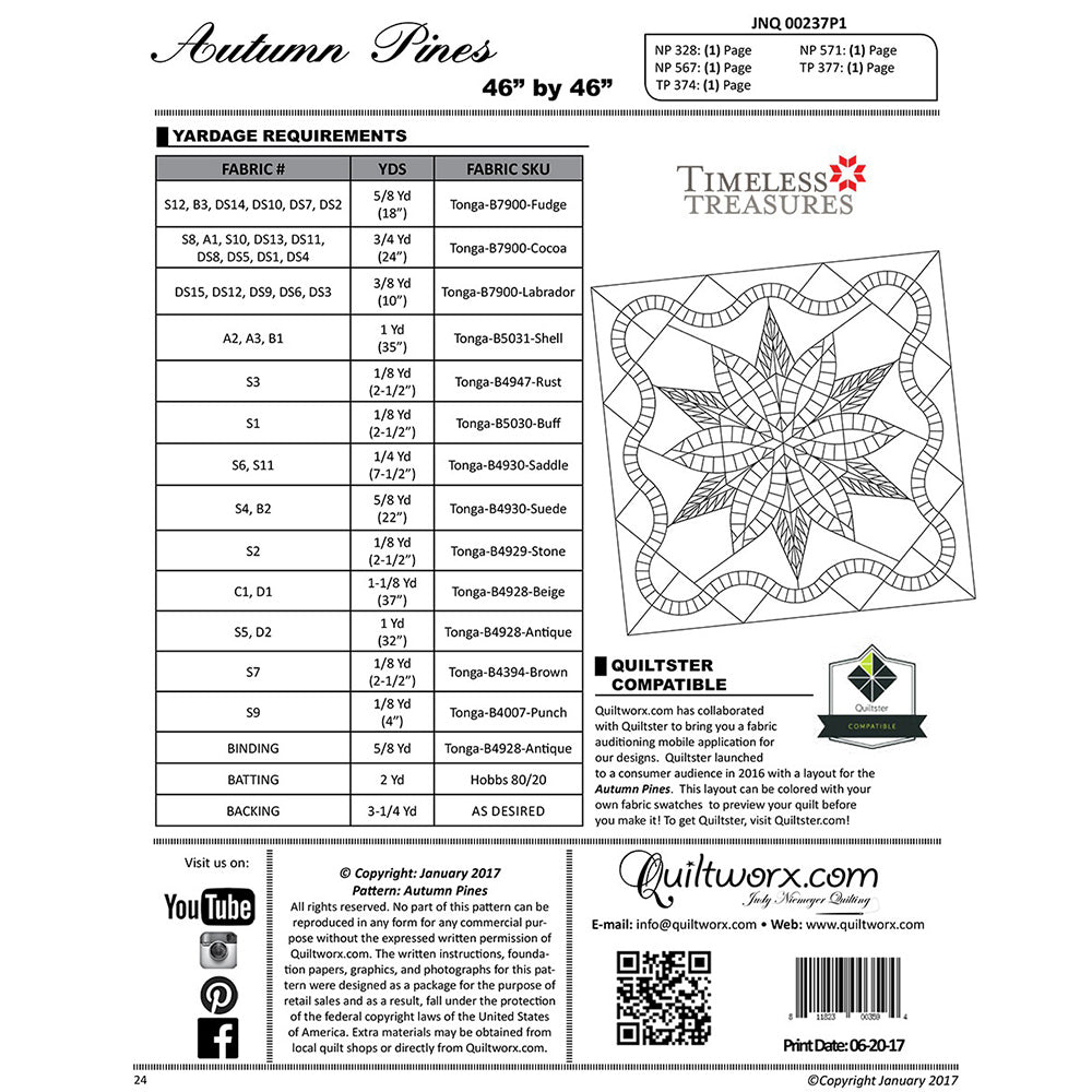 Autumn Pines Wall Quilt Pattern image # 69966