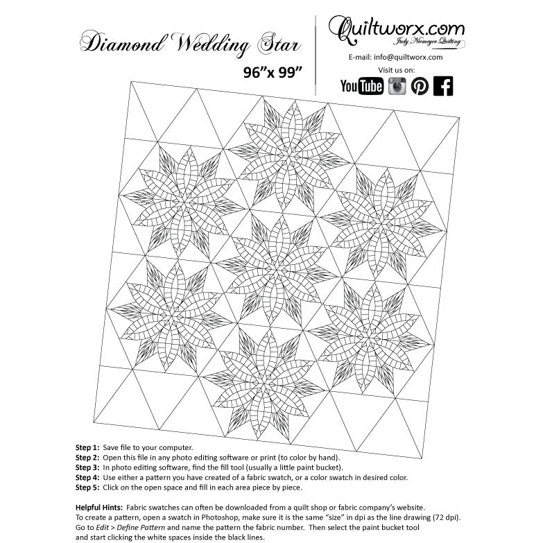 Diamond Wedding Star Wall Quilt Pattern image # 69959