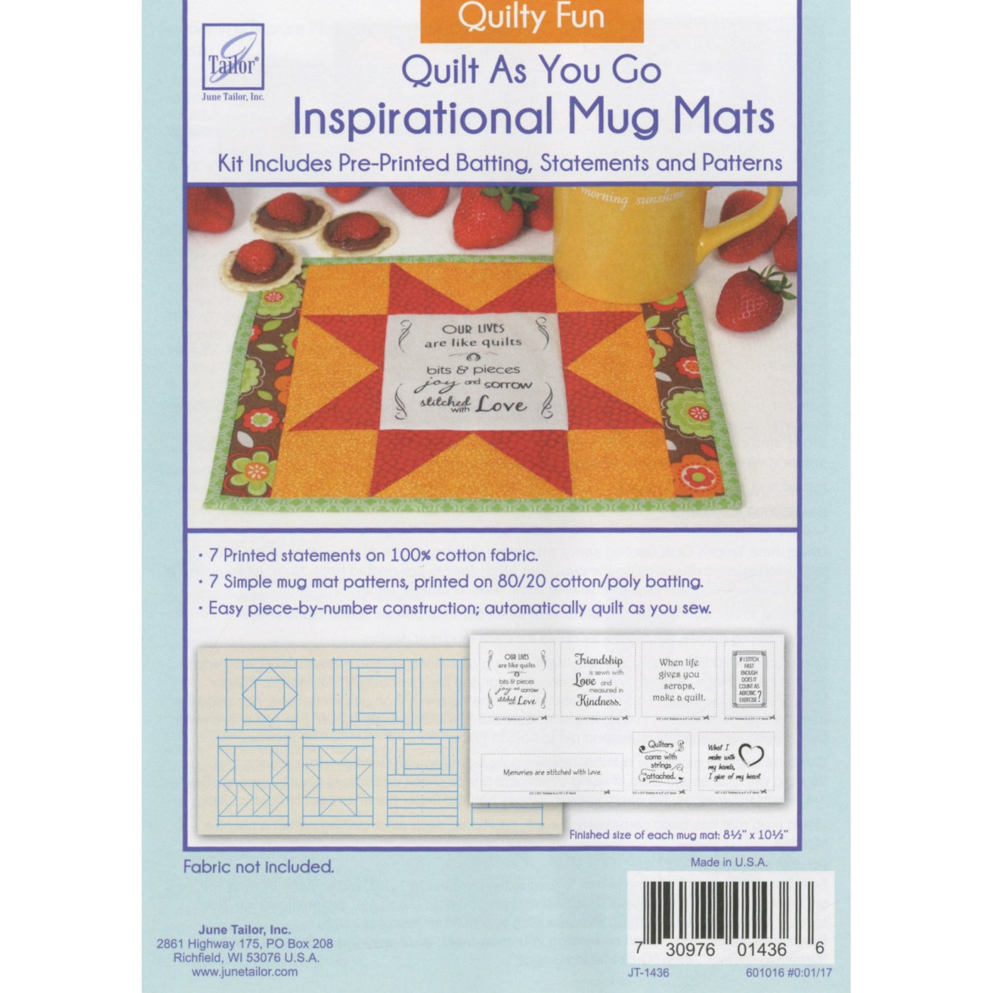Inspirational Mug Mat Pattern, Quilty Fun, June Tailor image # 35270