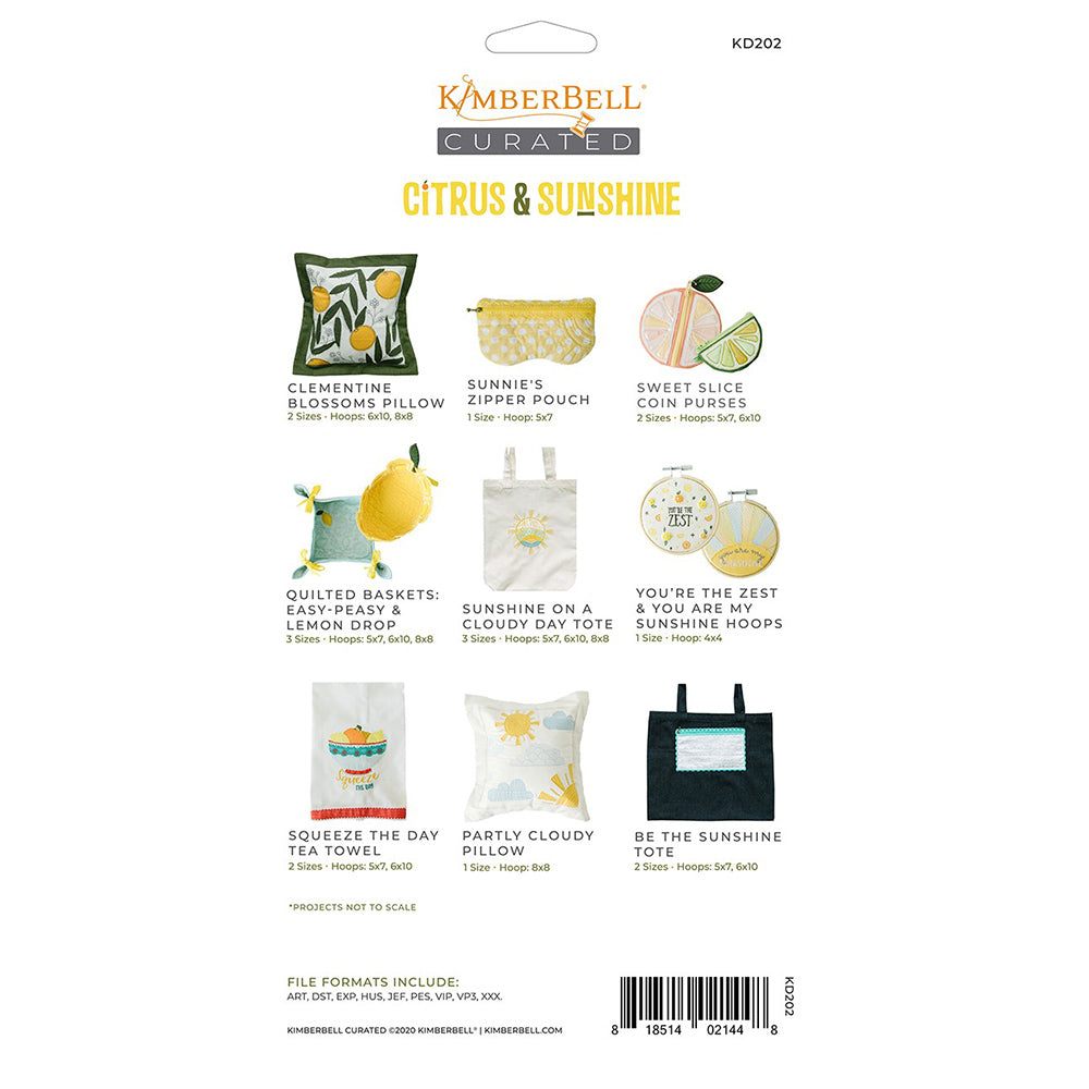 Kimberbell Curated Citrus & Sunshine 12 Embroidery Patterns image # 67737