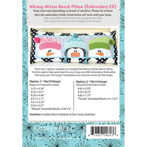 Whimsy Winter Bench Pillow Embroidery CD - KimberBell Designs image # 52093