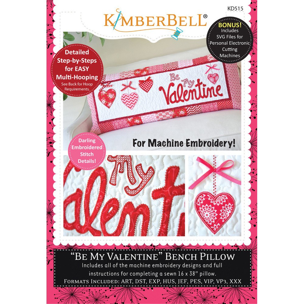 Be My Valentine Bench Pillow Embroidery CD image # 49794