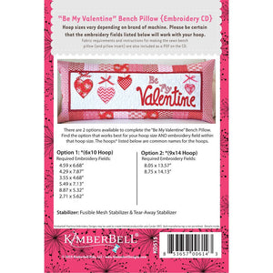 Be My Valentine Bench Pillow Embroidery CD image # 49795