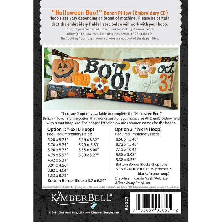 Halloween Boo! Bench Pillow Embroidery CD image # 69977