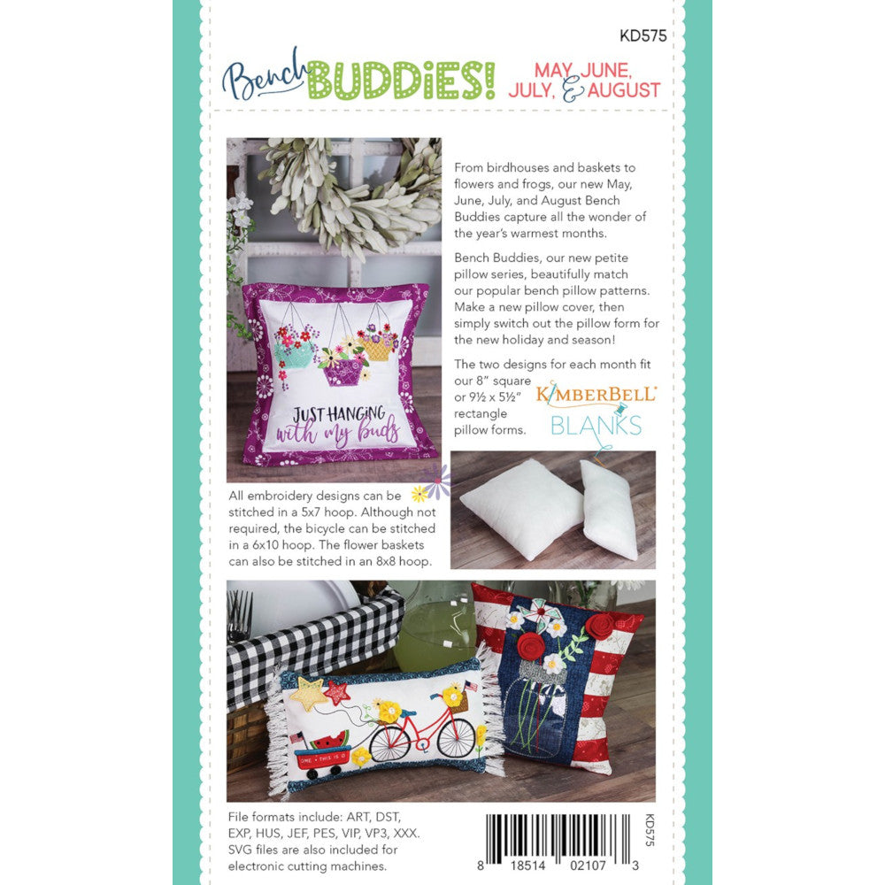 Kimberbell, Bench Buddies May to August Embroidery CD Pattern image # 54377