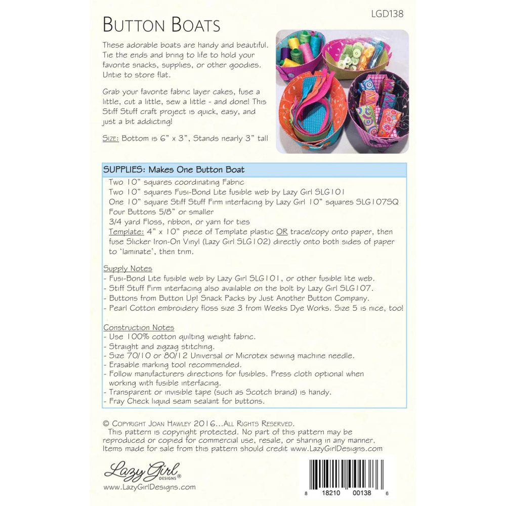 Button Boats Pattern, Lazy Girl Designs image # 35617