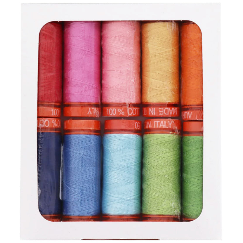 Aurifil, 10 Spool, Happy Colors Thread Collection - 220yds (50wt)