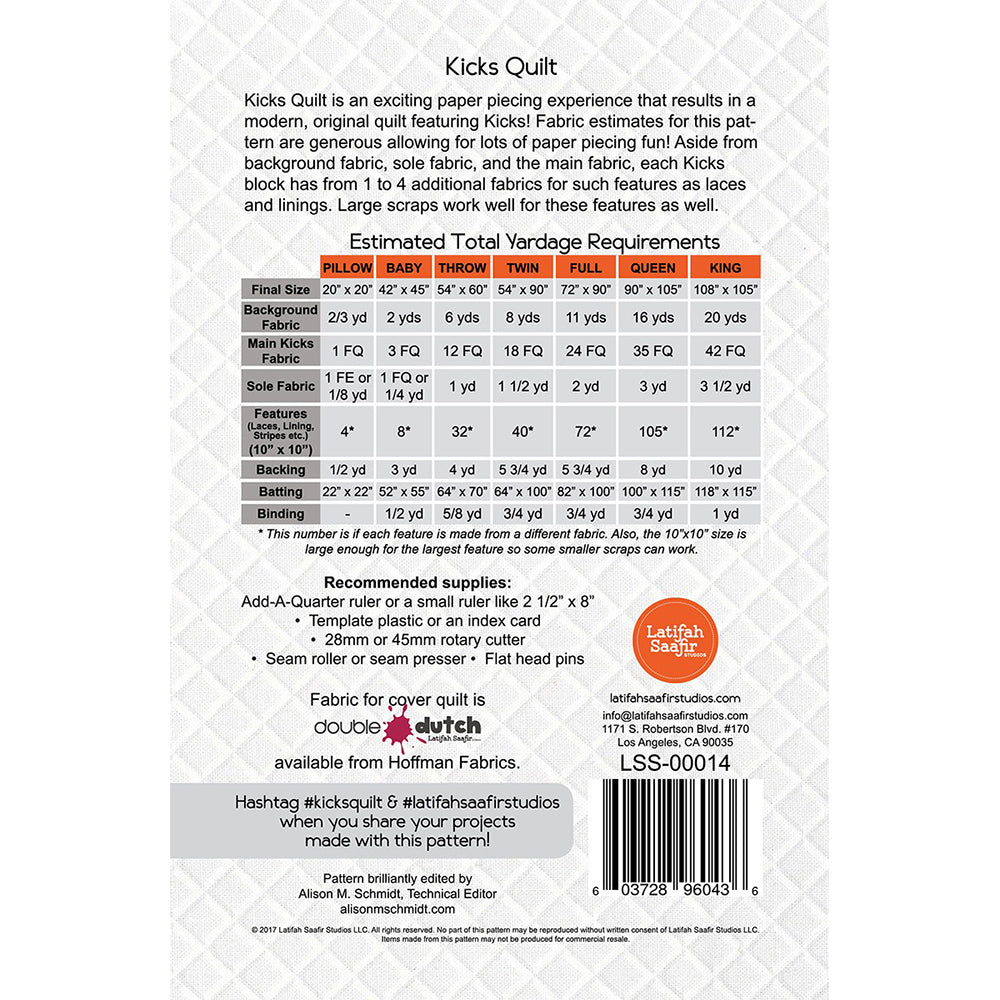 Latifah Saafir, Kicks Quilt Pattern image # 59135