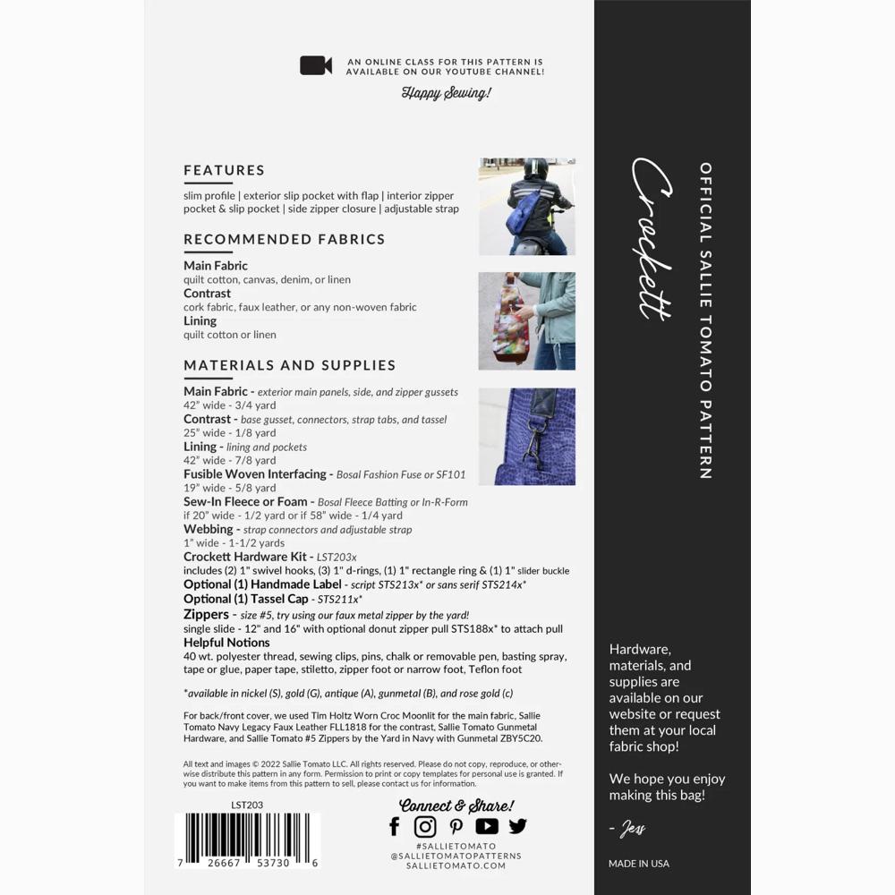 Crockett Sling Bag Pattern, Sallie Tomato image # 101499