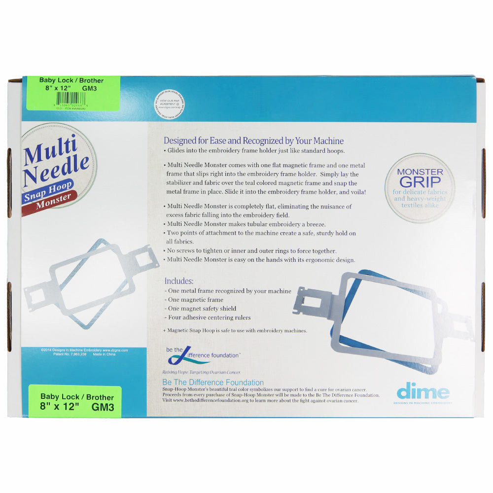 Multi-Needle Monster Snap Hoop for Babylock and Brother - 8"x12" image # 90880