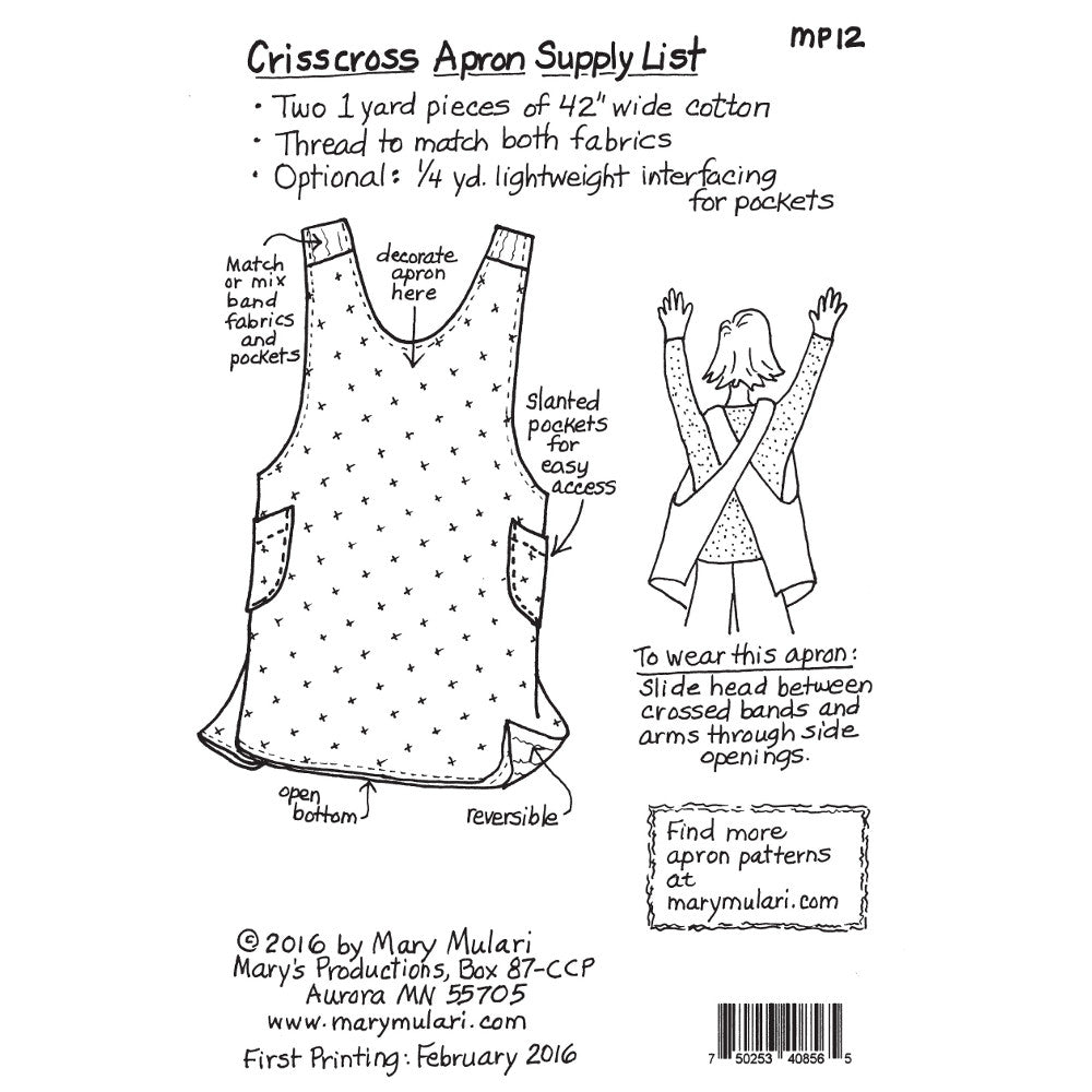 Crisscross Apron Pattern, Mary Mulari Designs image # 39999