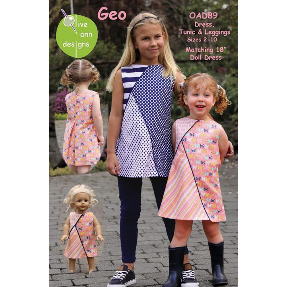 Geo Dress Pattern with Matching Doll Dress image # 55493