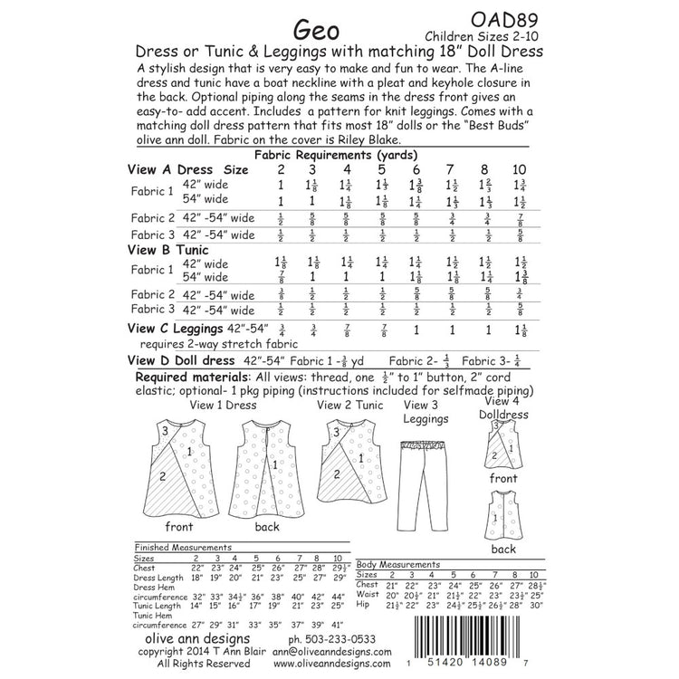 Geo Dress Pattern with Matching Doll Dress image # 55492