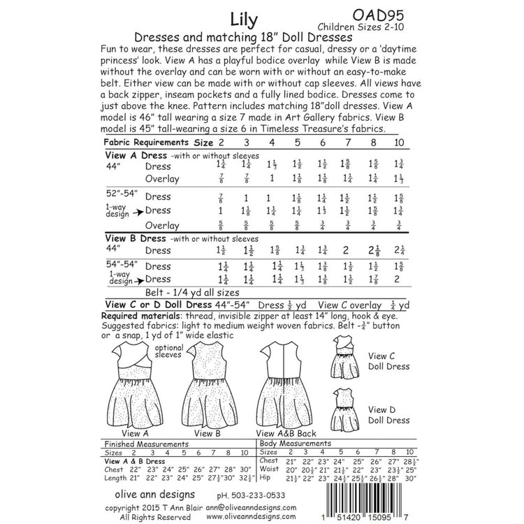 Lily Dress Pattern with Matching Doll Dress image # 55360