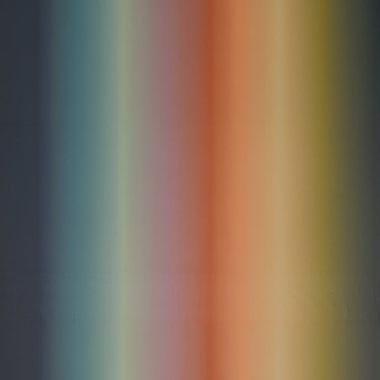 Shades of Sky Ombre fabric with soft gradients of navy, teal, sage green, lavender, coral, peach, and golden yellow.