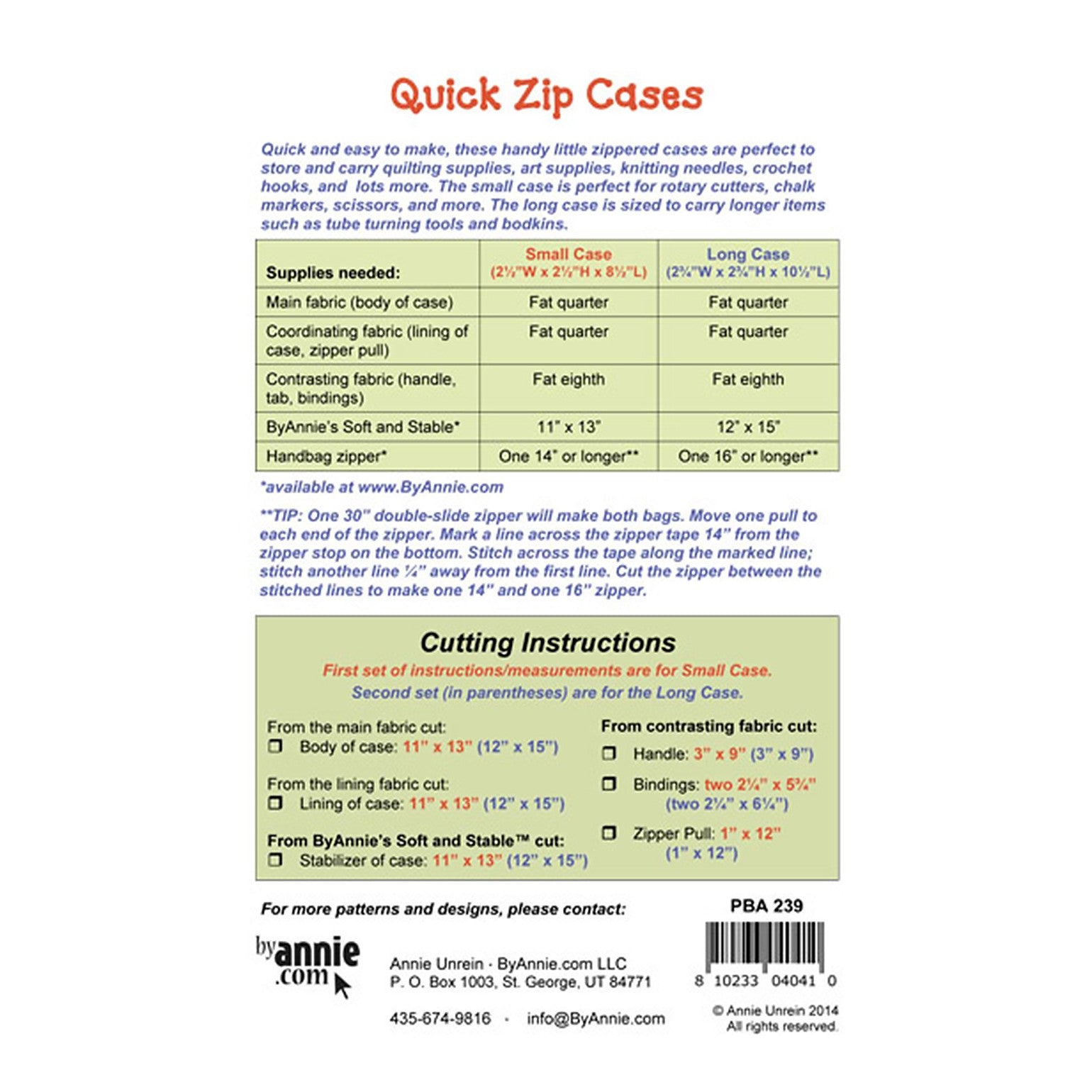 Quick Zip Cases Pattern image # 48714