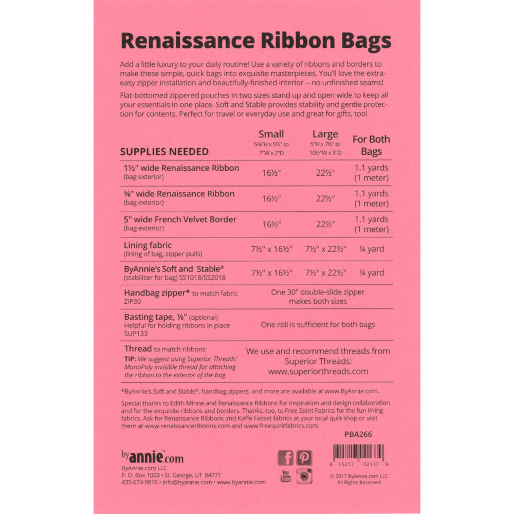 Renaissance Ribbon Bags Pattern image # 48807