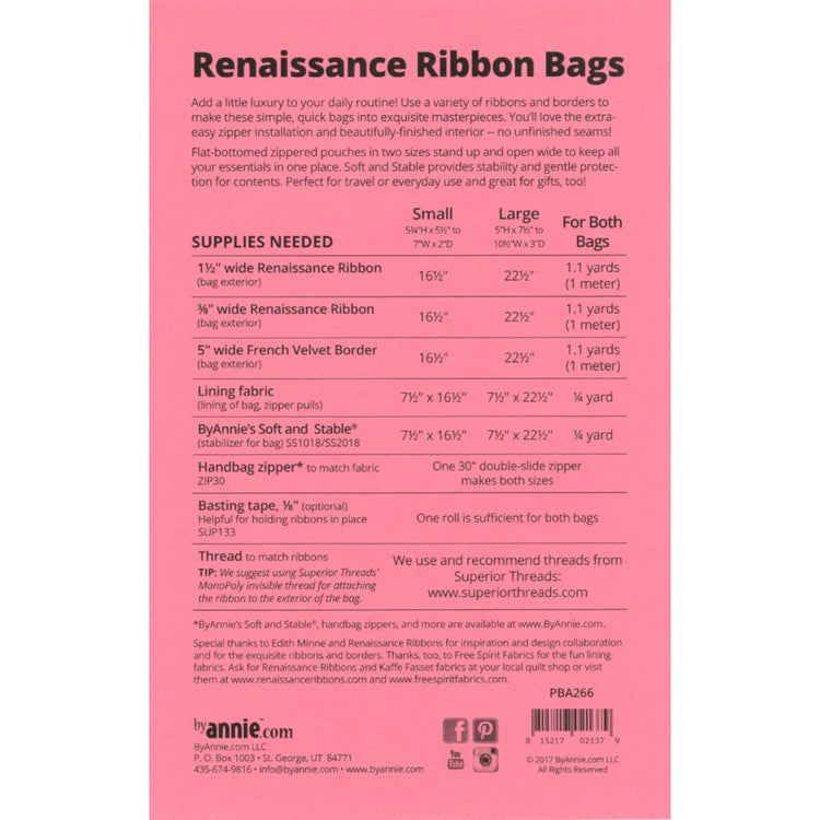 Renaissance Ribbon Bags Pattern image # 48807