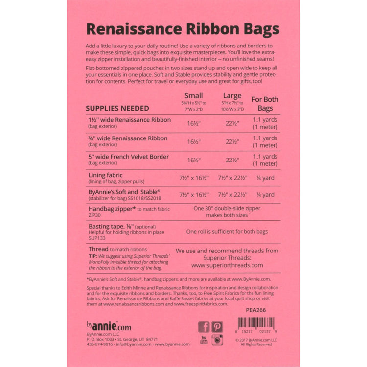 Renaissance Ribbon Bags Pattern image # 48807