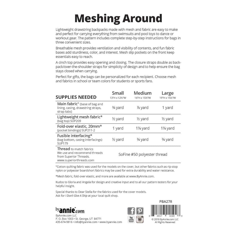 Meshing Around Drawstring Backpacks Pattern