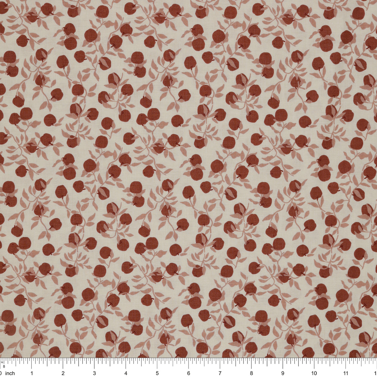 Primrose & Parsley Fabric Collection - Apples Natural: with ruler for scale PCPR26832