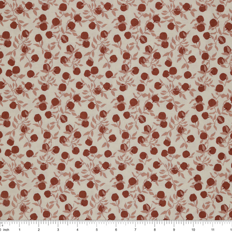 Primrose & Parsley Fabric Collection - Apples Natural: with ruler for scale PCPR26832