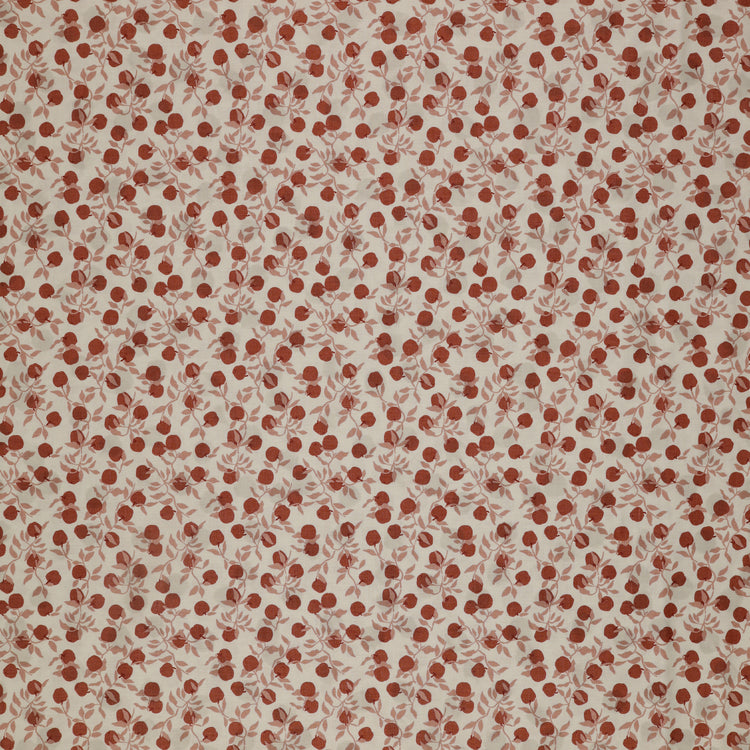 Primrose & Parsley Fabric Collection - Apples Natural: rust-red apples and dusty pink leafy branches on a cream background PCPR26832