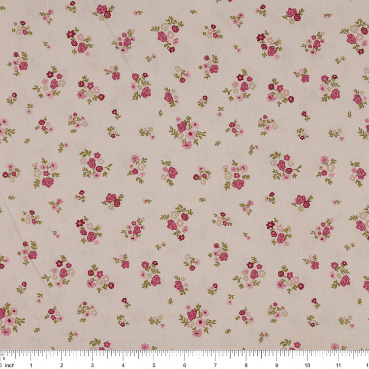Primrose & Parsley Fabric Collection - Briar Rose Blush: with ruler for scale PCPR26834