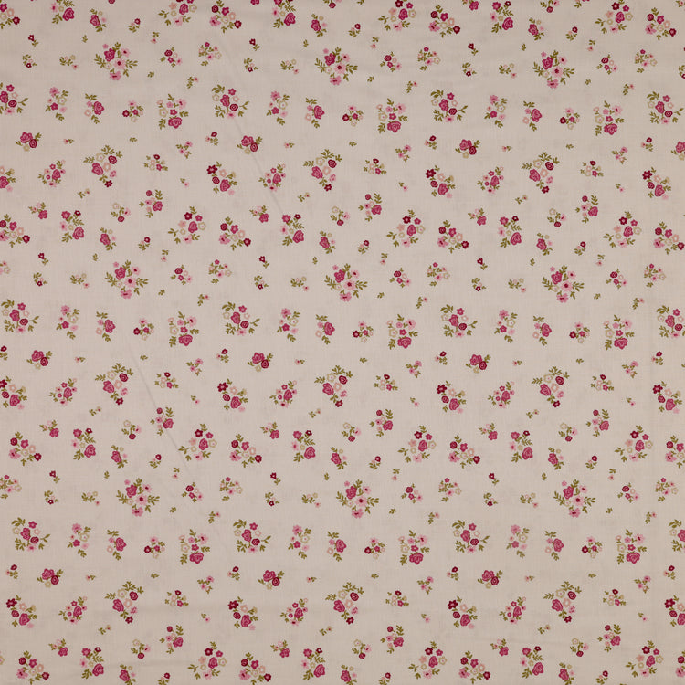 Primrose & Parsley Fabric Collection - Briar Rose Blush: small pink and magenta floral clusters with green leaves on a blush background PCPR26834
